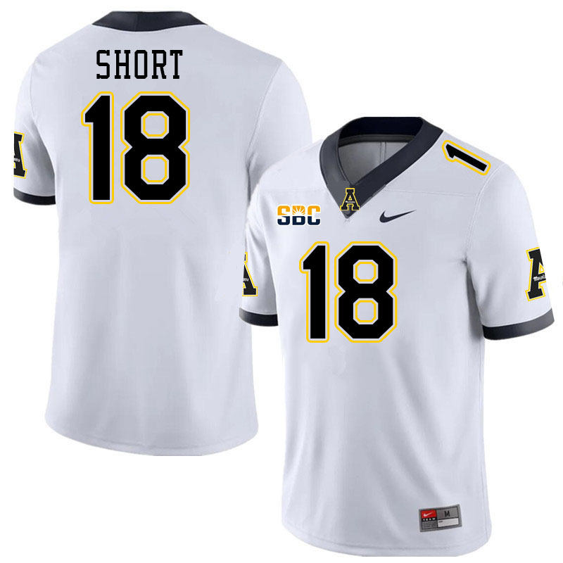 Men #18 Zavier Short Appalachian State Mountaineers College Football Jerseys Stitched-White